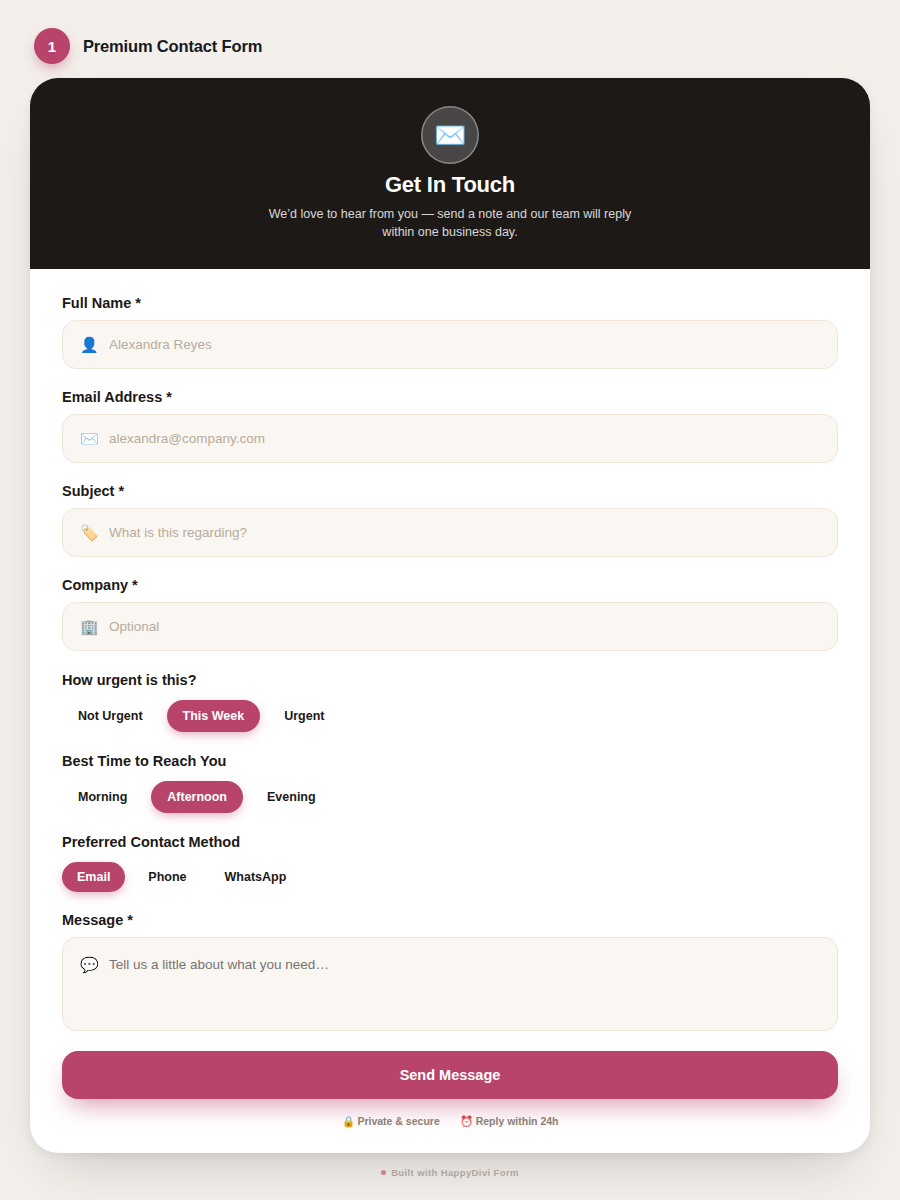 HappyDivi Form Demo Design