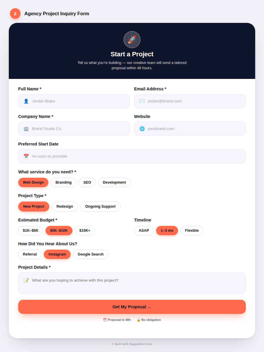 HappyDivi Form Demo Design