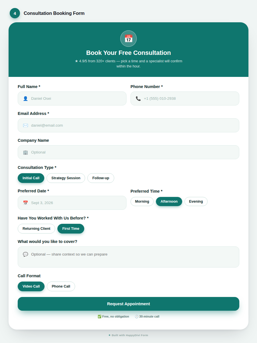 HappyDivi Form Demo Design