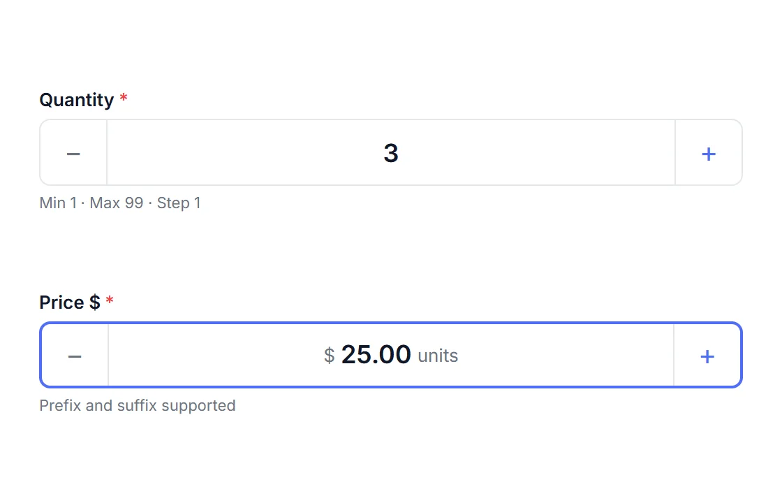 HappyDivi Form Number Field