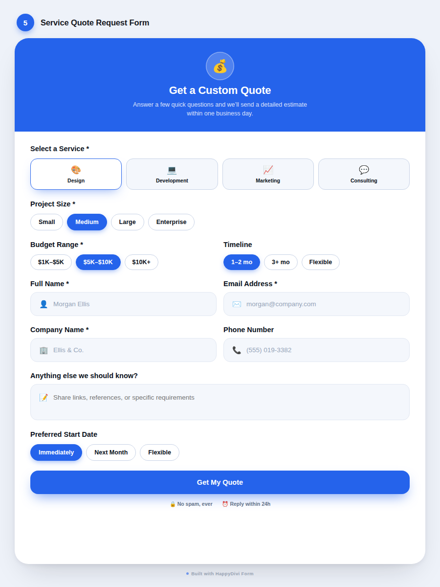 HappyDivi Form Demo Design