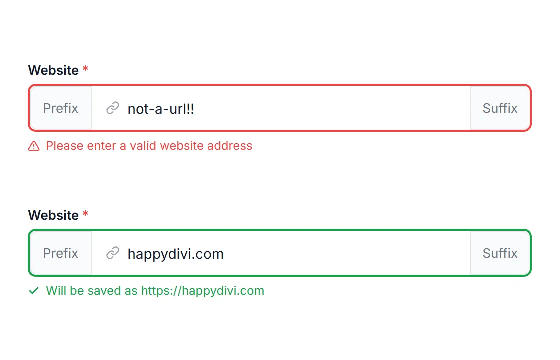 HappyDivi Form URL Field