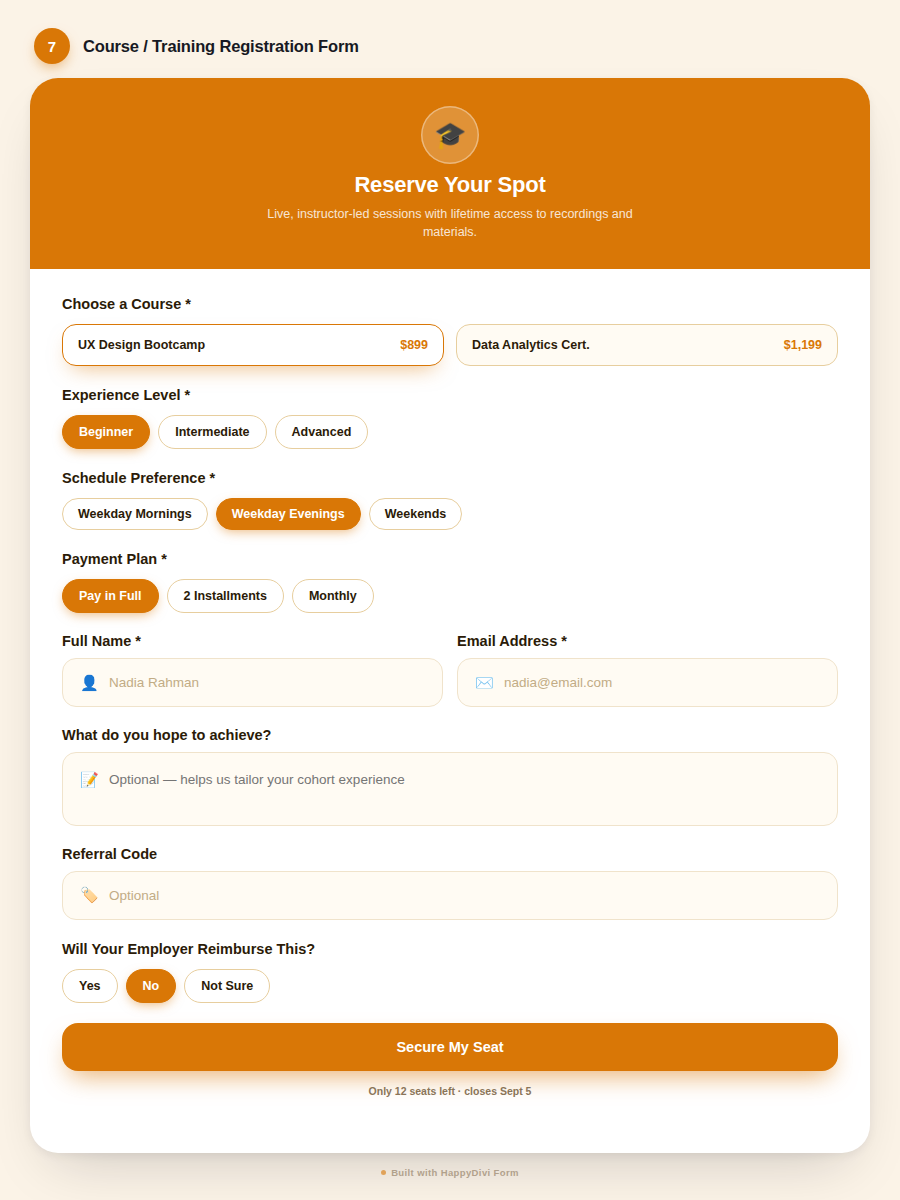 HappyDivi Form Demo Design