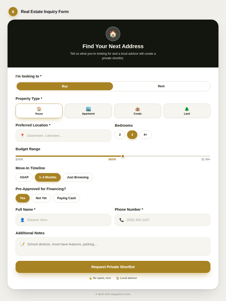 HappyDivi Form Demo Design