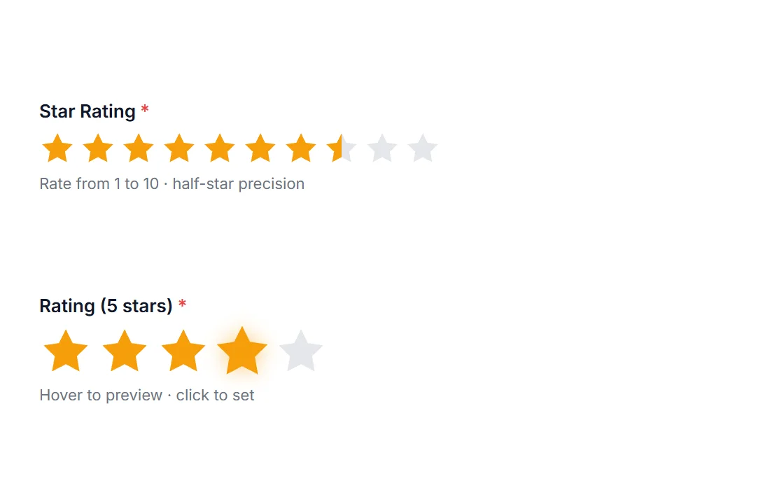 HappyDivi Form Rating Field