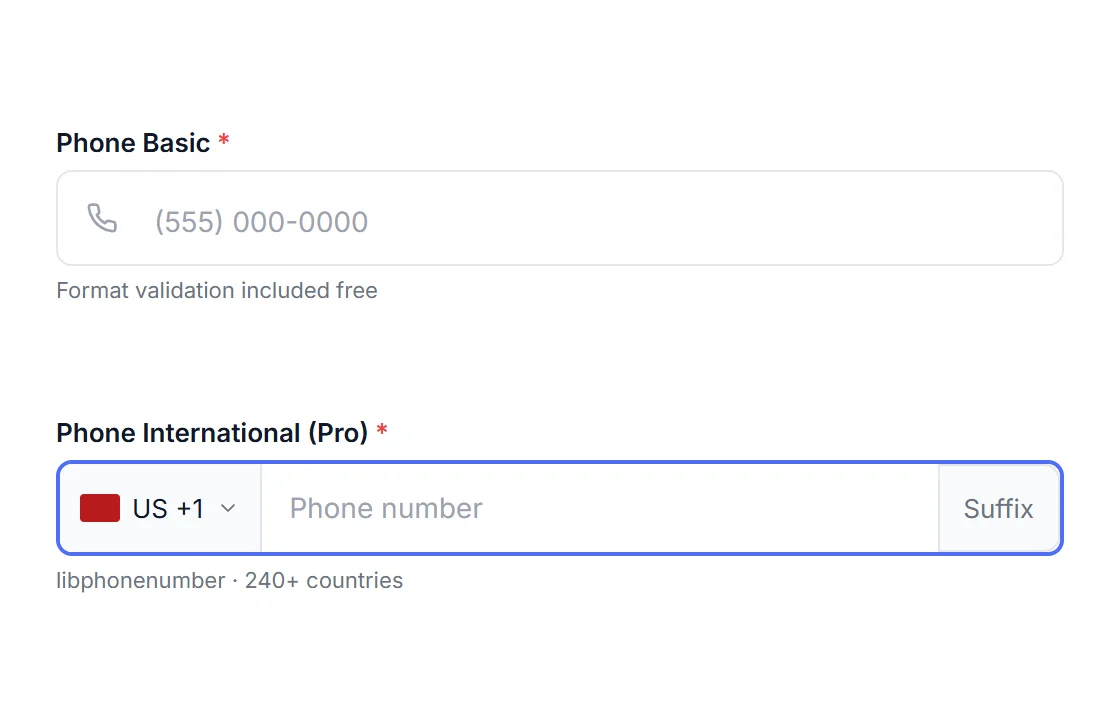 HappyDivi Form Phone Field