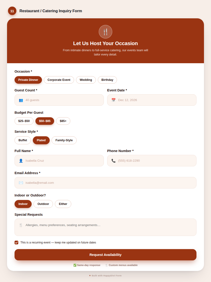 HappyDivi Form Demo Design