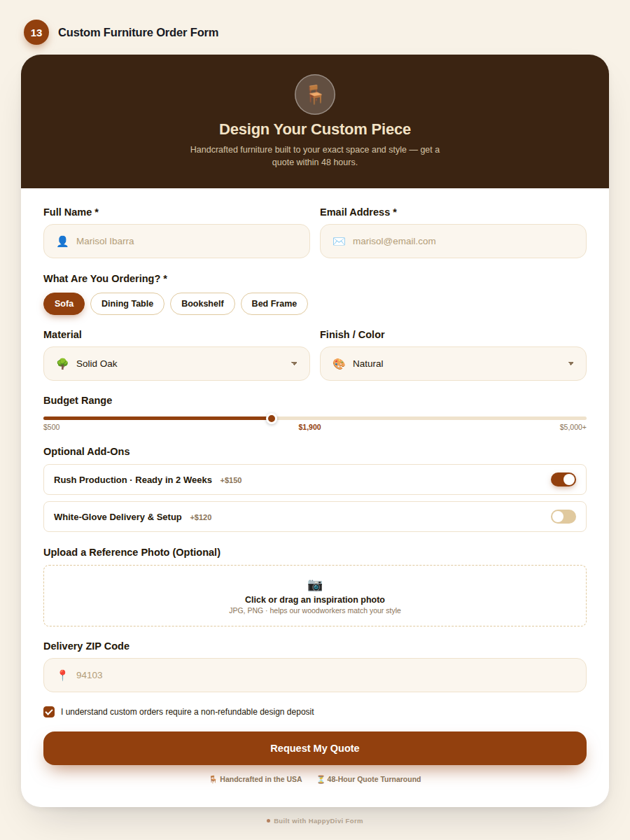HappyDivi Form Demo Design