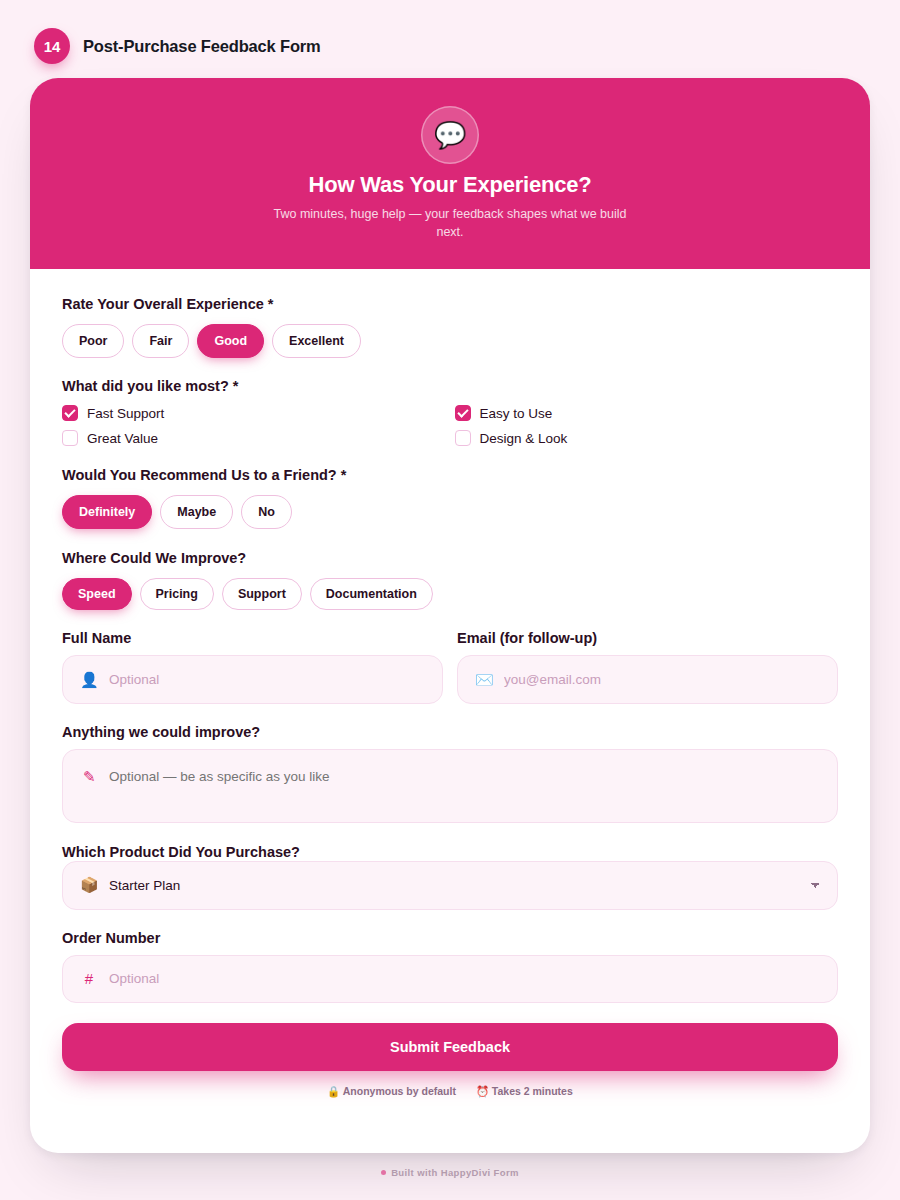 HappyDivi Form Demo Design