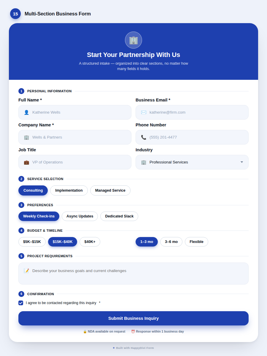 HappyDivi Form Demo Design