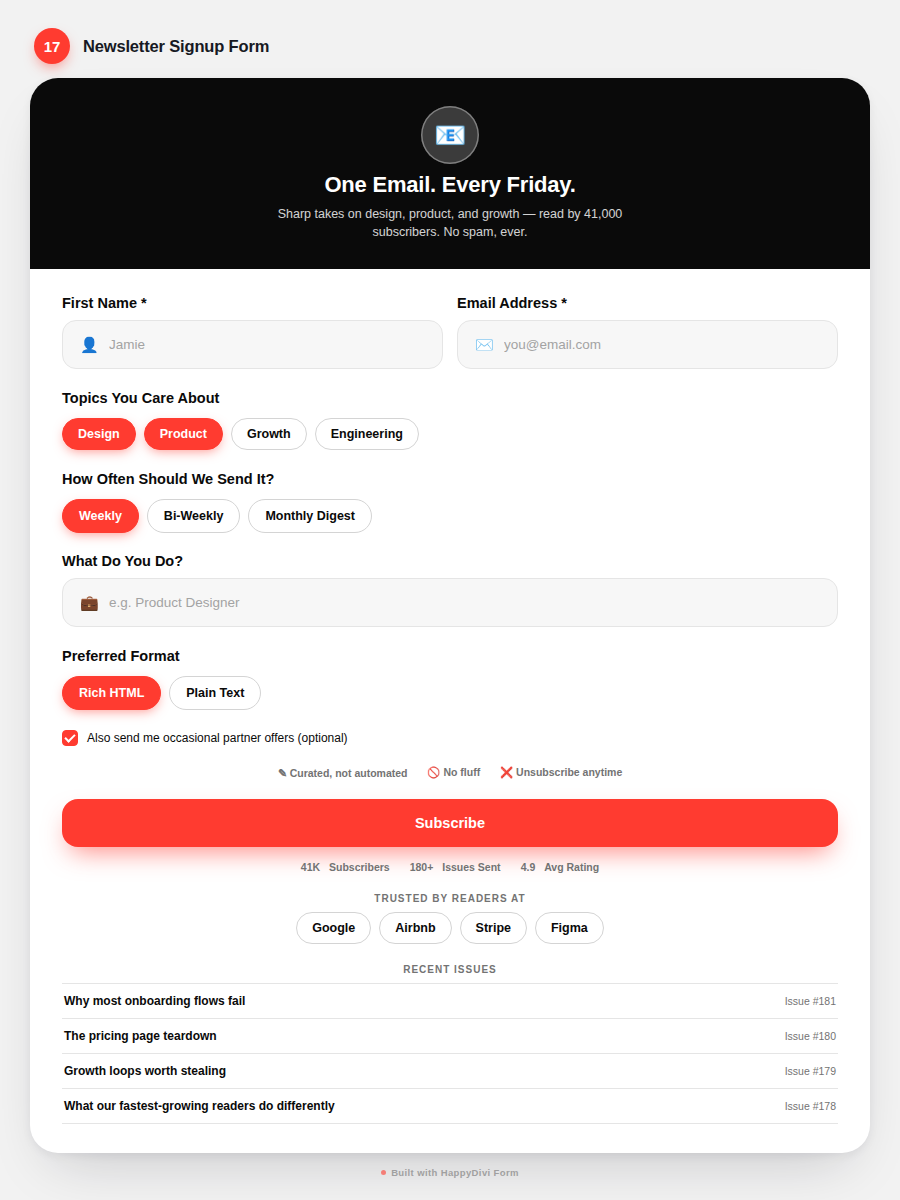 HappyDivi Form Demo Design