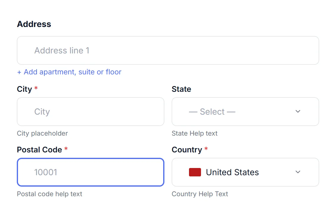 HappyDivi Form Address Field
