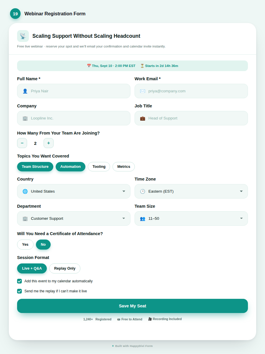 HappyDivi Form Demo Design