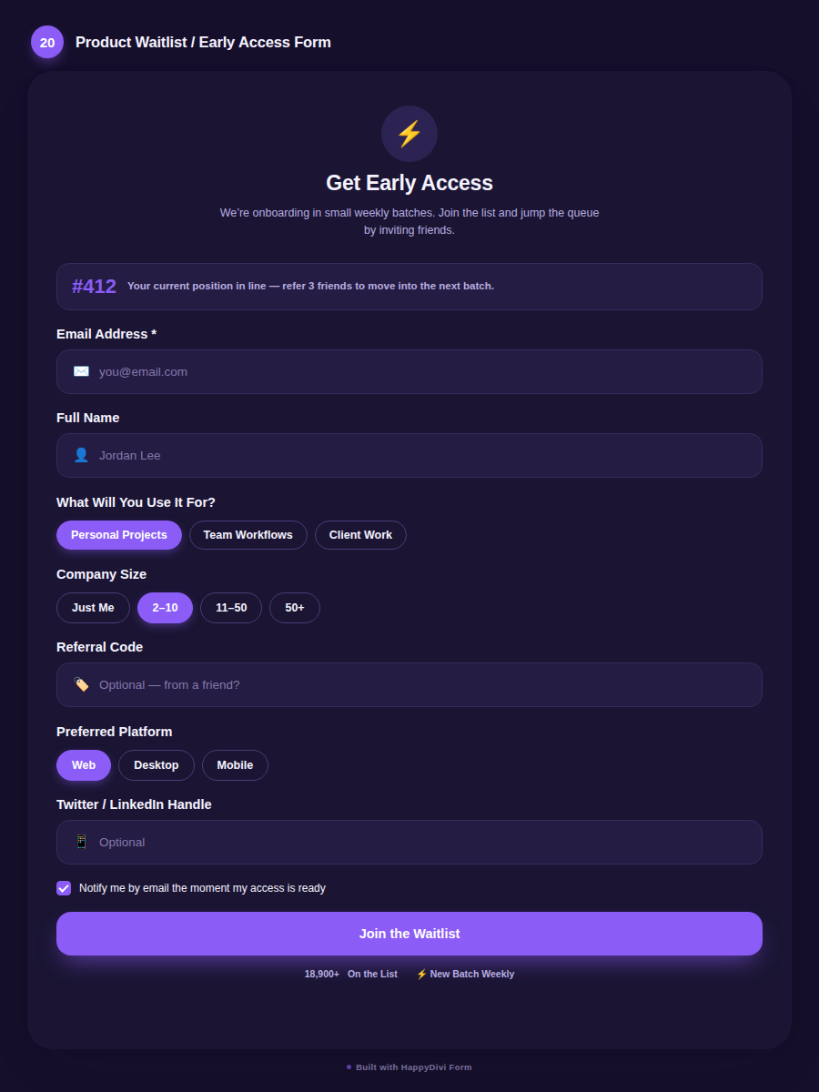HappyDivi Form Demo Design