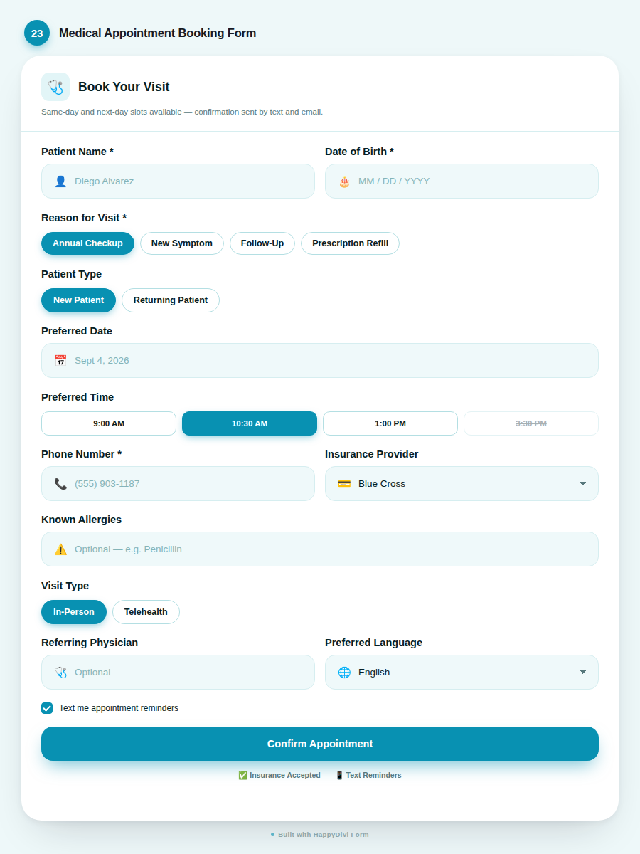 HappyDivi Form Demo Design