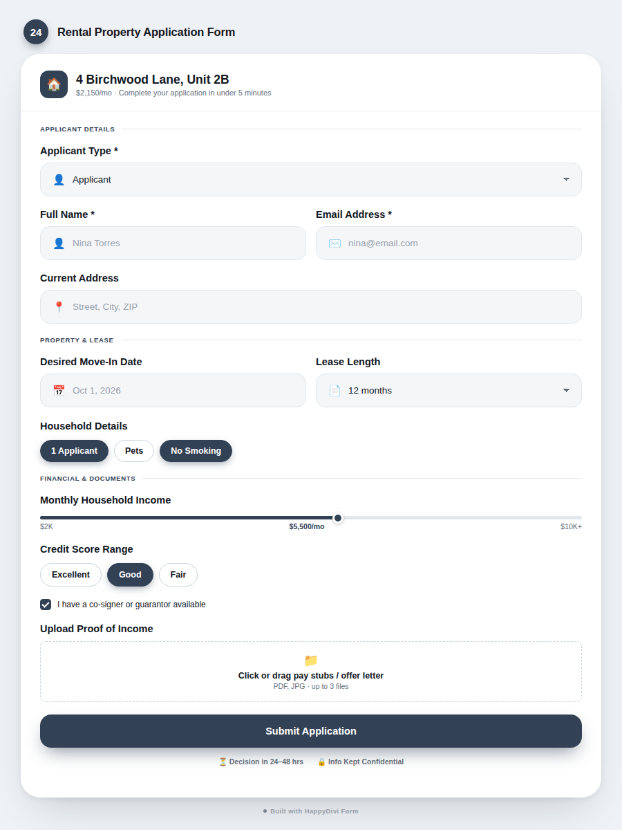HappyDivi Form Demo Design