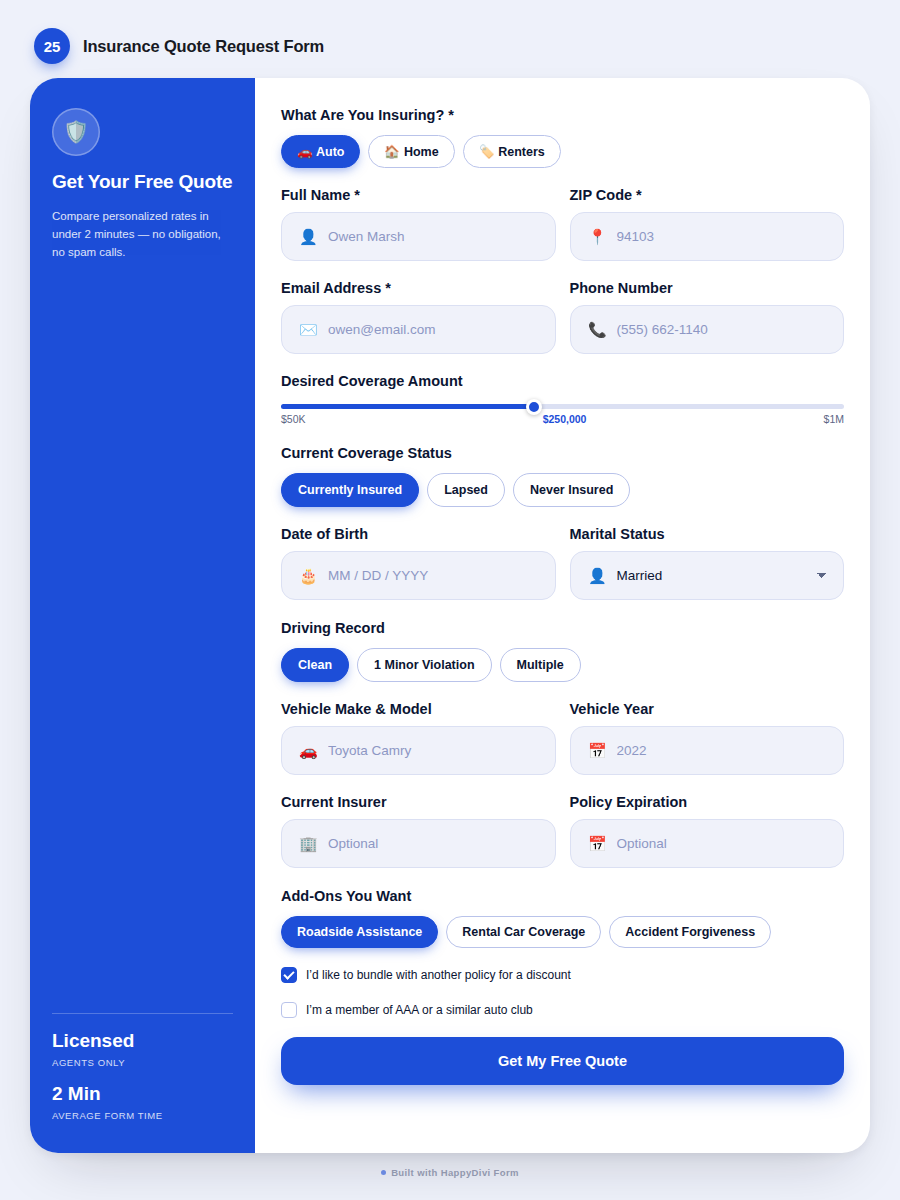 HappyDivi Form Demo Design
