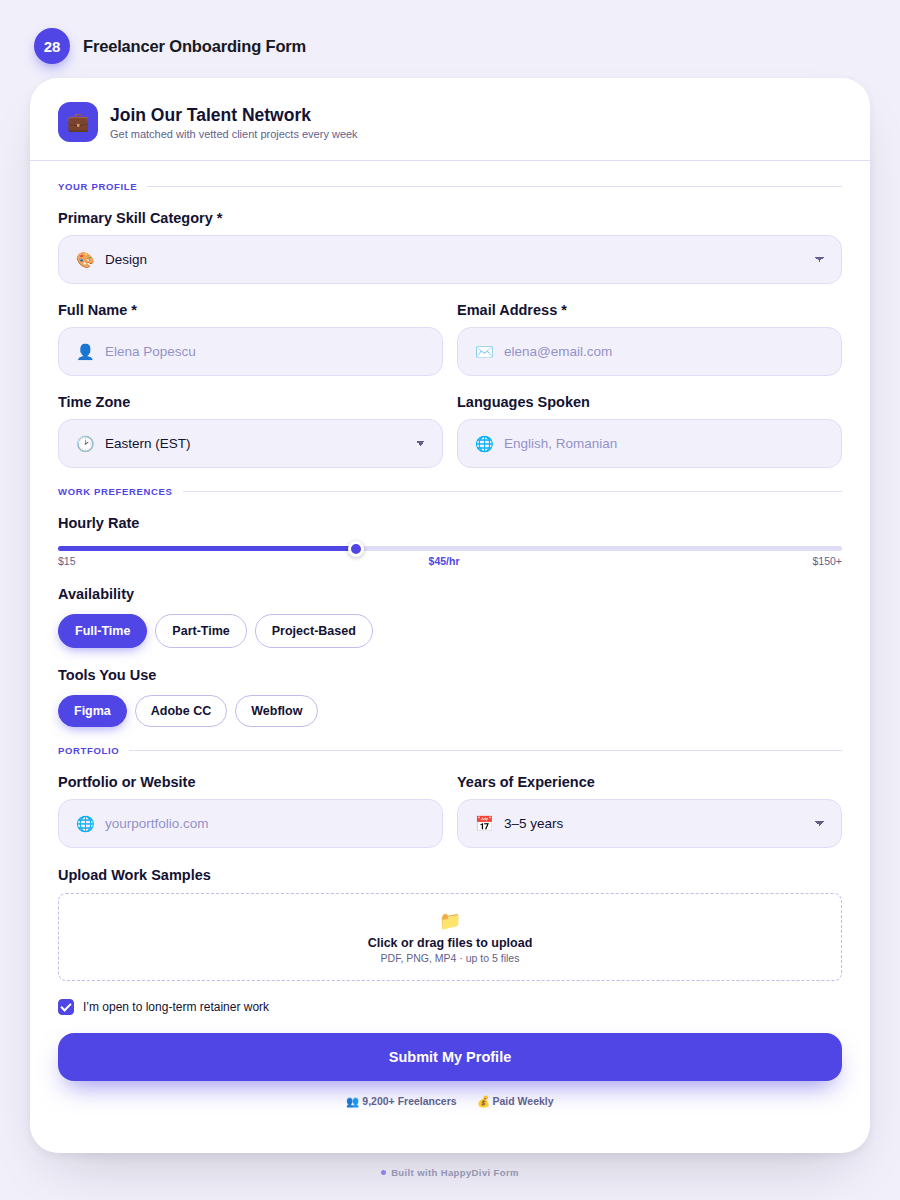 HappyDivi Form Demo Design