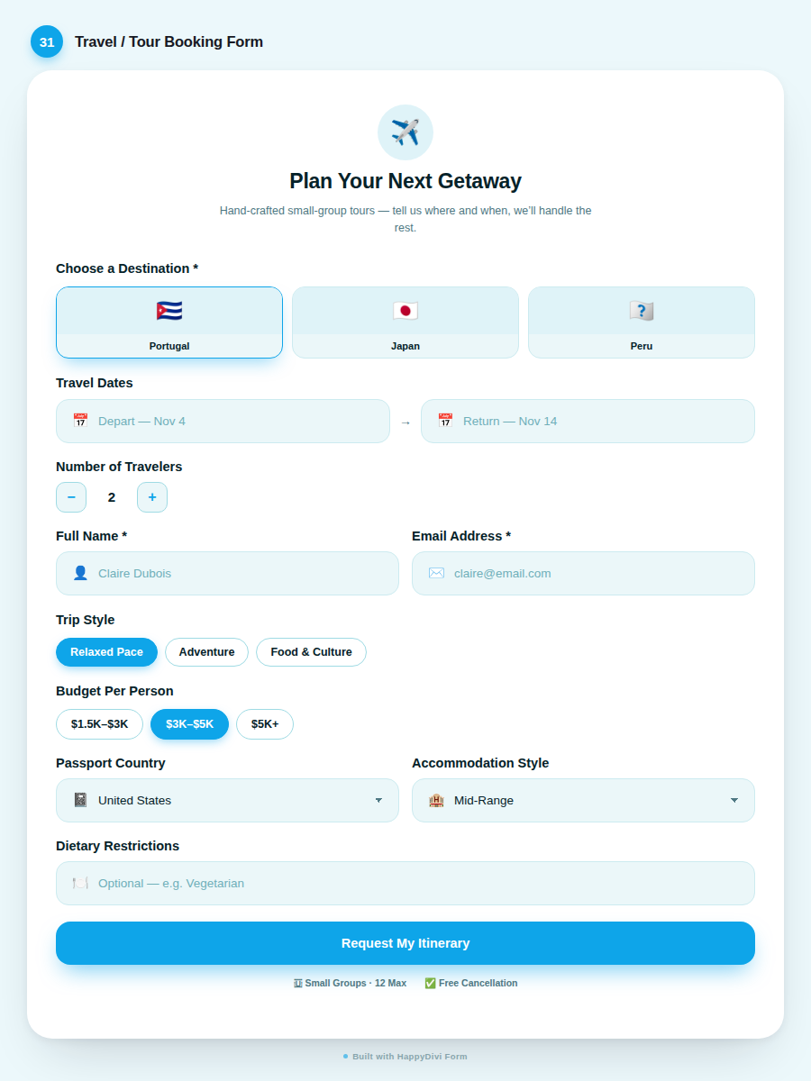 HappyDivi Form Demo Design