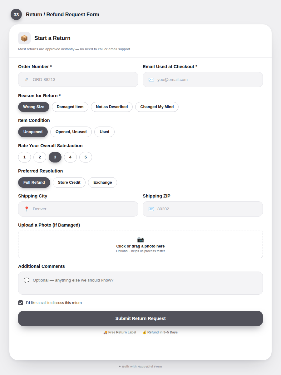 HappyDivi Form Demo Design