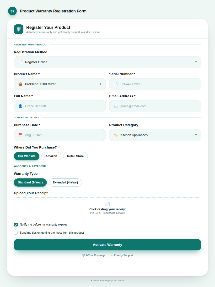 HappyDivi Form Demo Design