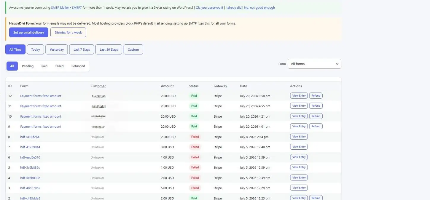 HappyDivi Form Orders Page Dashboard HappyDivi Form Orders Page Dashboard